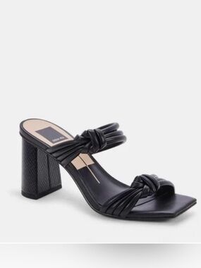 Dolce Vita PAMA Black Knotted Strap Square-Toe Mules